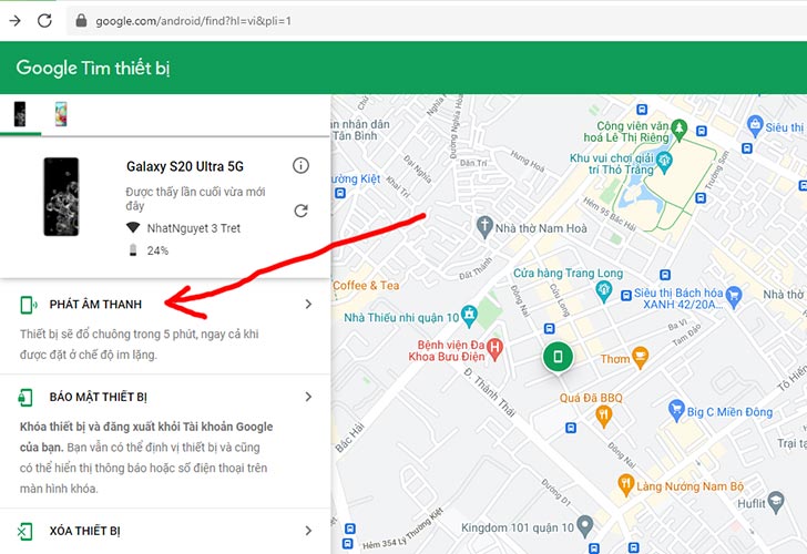 Bước 3: Tìm vị trí điện thoại Google Maps