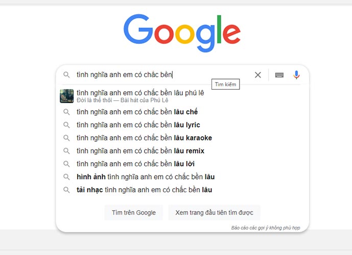 Cách tìm tên bài hát qua lời bài hát bằng Google Search